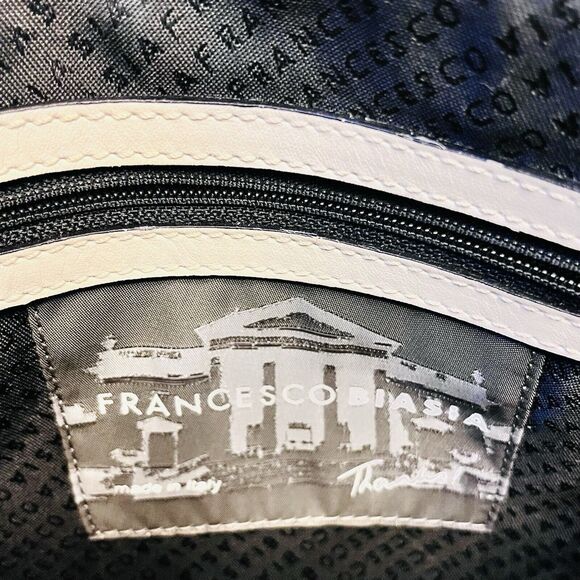 Vintage Francesco Biasia Black Leather Crossbody Bag Blue Python Strap Y2K Italy - Picture 12 of 16